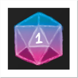 Natural 1 | Hand Painted Nat 1 - Critical Fail D&D - Pink and Blue Gradient Posters and Art